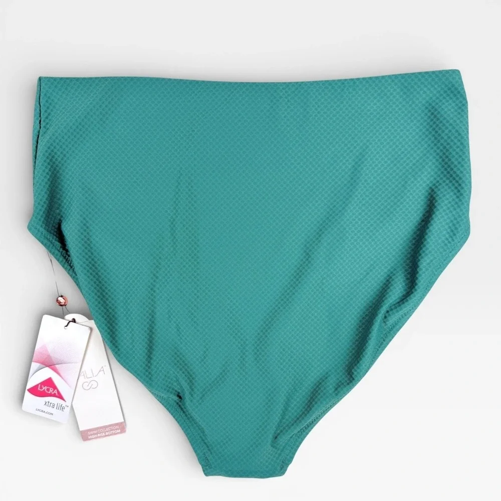 CALIA Womens Asymetrical Rectangle Trim Swim Bottom Beach Wear Green Size XL NWT
